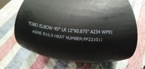Conexões para tubos de liga de aço 45 Cotovelo A234 Grau WP91 12" X0,875" Cotovelo para solda de topo