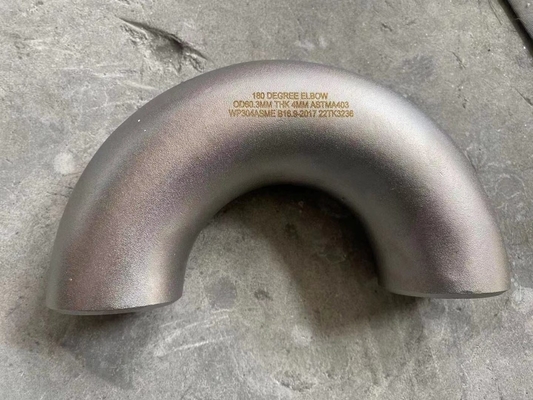 Encaixes de tubulação de aço inoxidável cotovelo OD80X3MM ASTM A182 F304 de BW de 180 graus